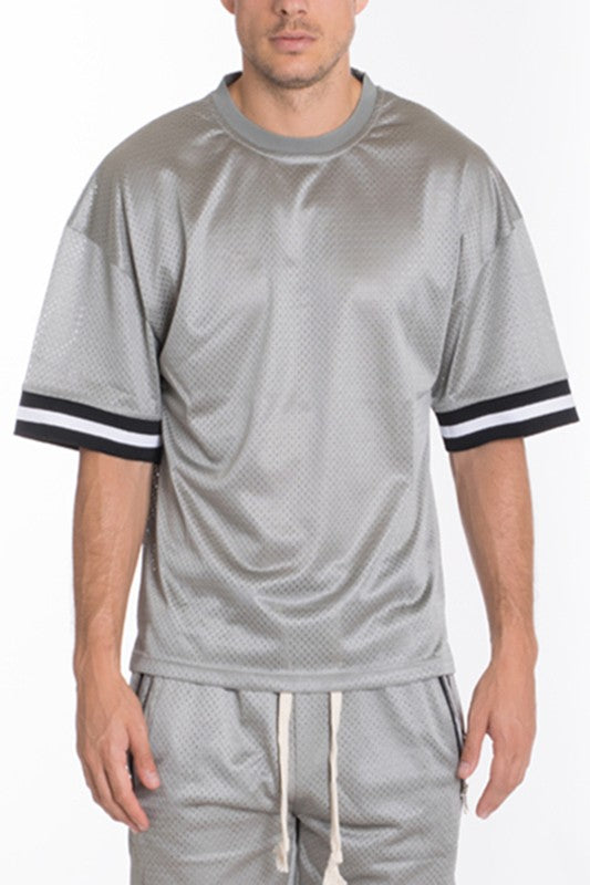 MESH SLEEVE TAPE ATHLETIC T-SHIRT