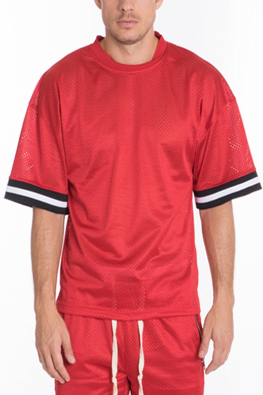 MESH SLEEVE TAPE ATHLETIC T-SHIRT