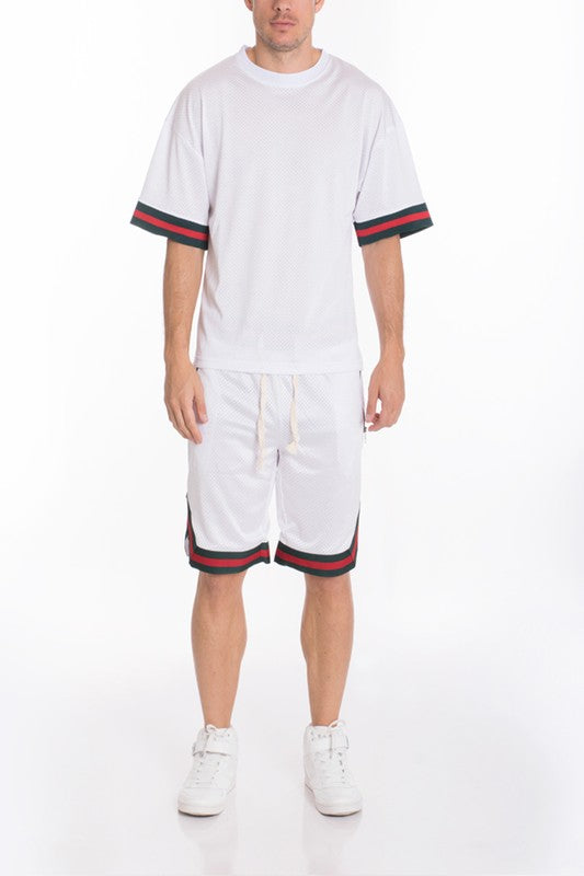 MESH SLEEVE TAPE ATHLETIC T-SHIRT