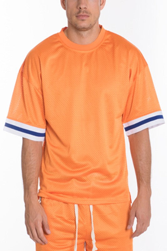 MESH SLEEVE TAPE ATHLETIC T-SHIRT