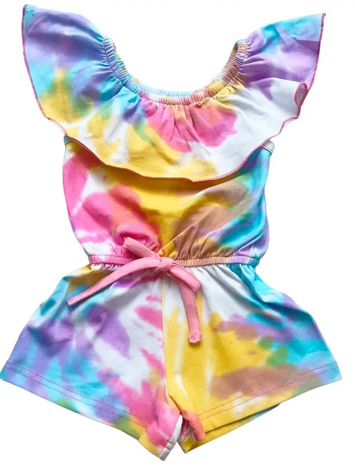 Pastel Tie Dye Shorts Romper