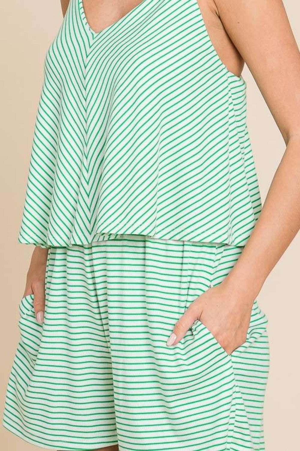 Culture Code Regular/Full Size Double Flare Striped Romper