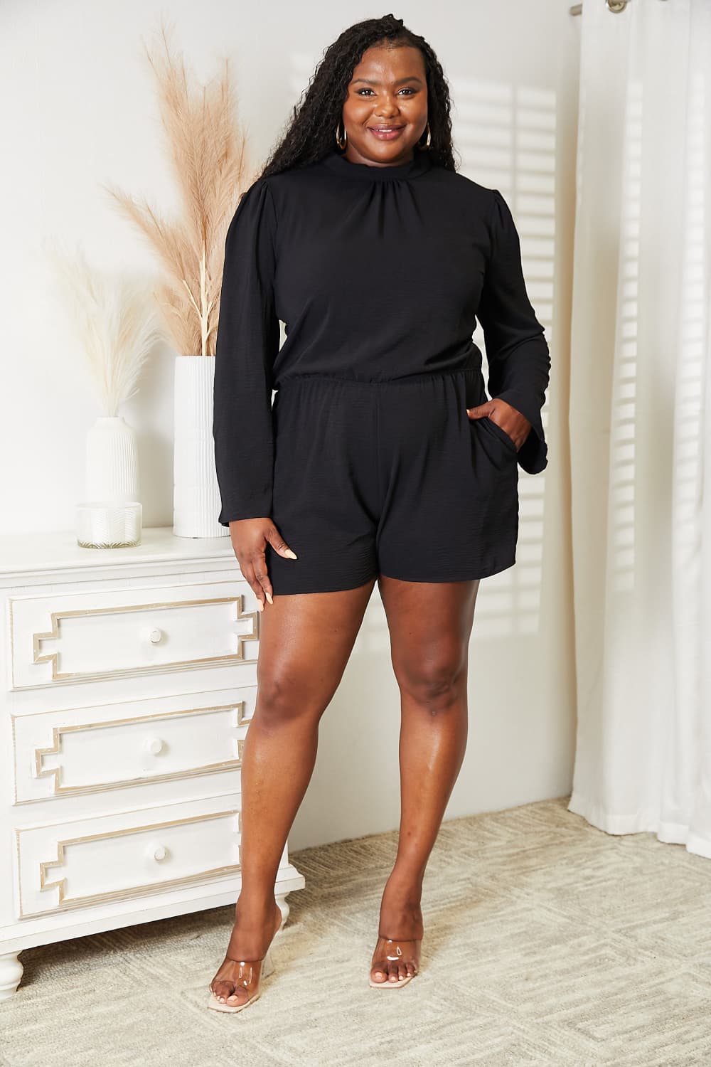 Culture Code Full/Regular Size Open Back Romper with Pockets