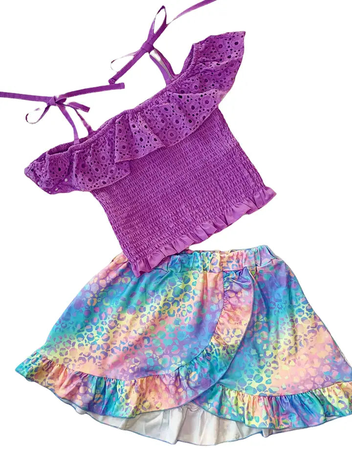 Smocked Top Tie Dye Skirt Set