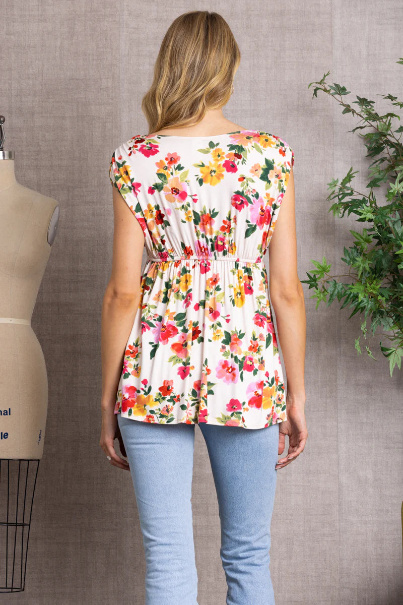 Shirred Sleeveless Top