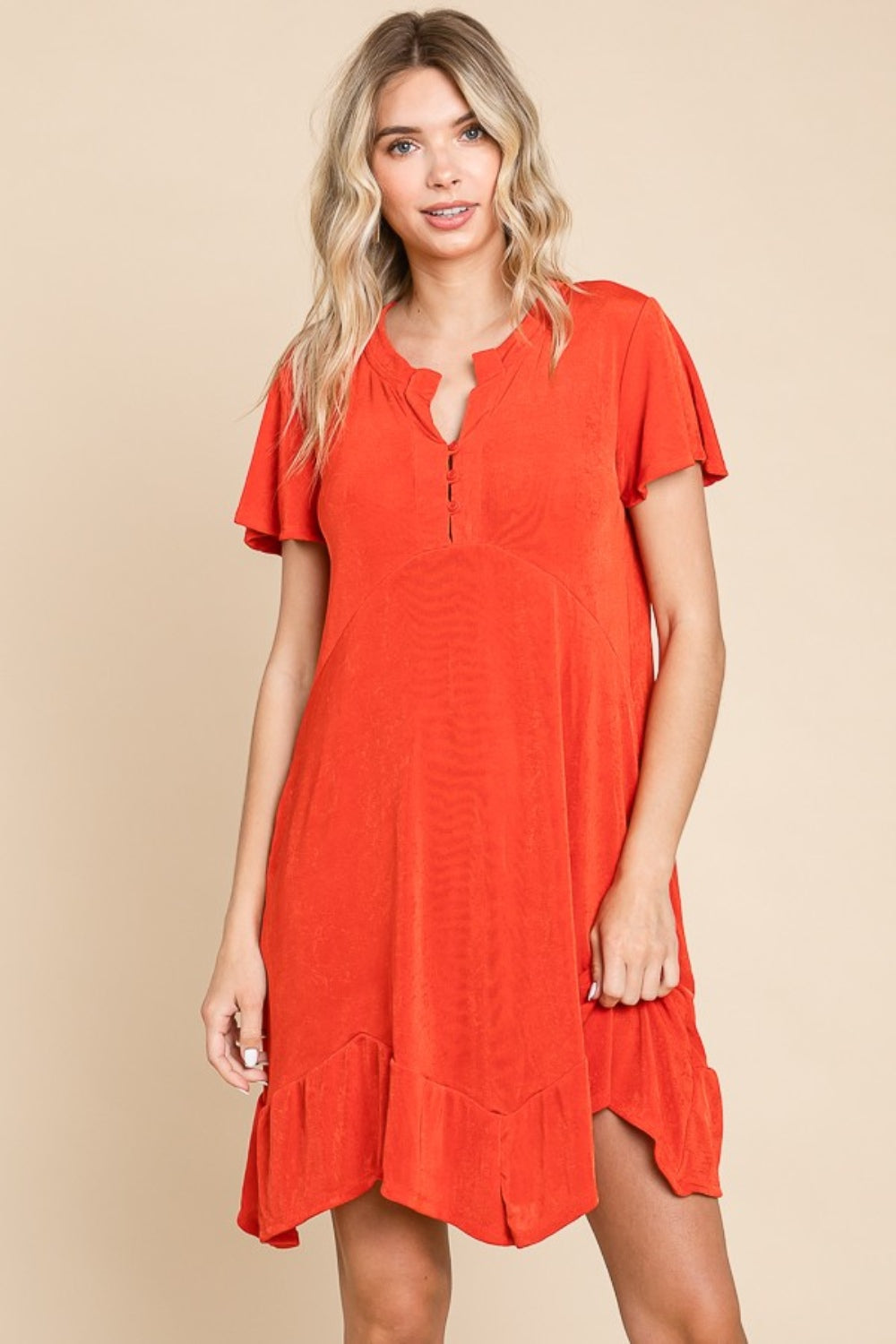 Culture Code Regular/Full Size Notched Short Sleeve Dress