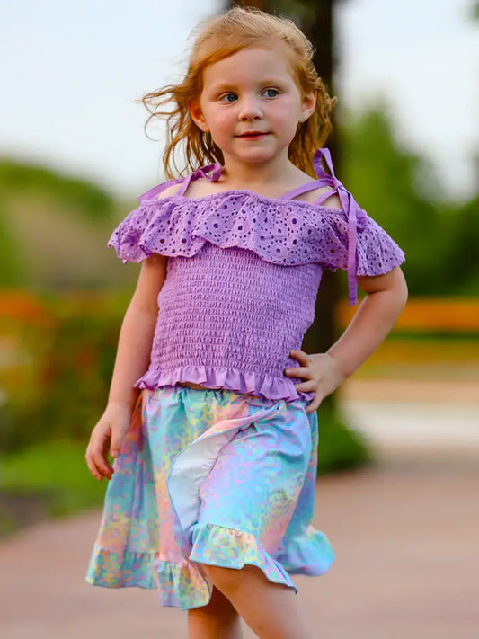 Smocked Top Tie Dye Skirt Set